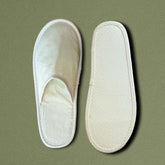 No Logo Premium Closed Toe Natural Cotton Slippers - 100Pack
